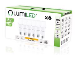 6X LED žárovka LED E27 15W = 100W 1521lm 3000K Teplá bílá Lumiled Stick