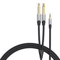 Audio kabel mini jack 3,5 mm na 2x jack 6,35 mm samec Vention BARHK 8 m