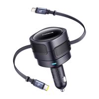 Baseus Enjoyment Max autonabíječka s USB-C + Lightning kabely 60W černá 074727