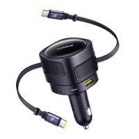 Baseus Enjoyment Max nabíječka do auta s kabely USB-C+USB-C a porty USB-A+USB-C 90W černá 074730