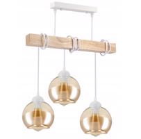 Berge Dřevěná LED stropní závěsná lampa 3xE27 - bílá LDB-K-3XE27-BIALA /3X K021