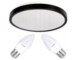 Berge LED stropní svítidlo 2xE27 IP20 LARI-R BLACK + 2x E27 10W teplá bílá svíčka 8360_2XEP0103