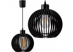 Berge LED stropní svítidlo E27 dřevěná koule černá P0001/1XLUCA05-B