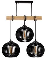 Berge LED stropní svítidlo závěsné dřevěný trám 3xE27 koule - černá LDB-K-3XE27/3XLUCA05-B