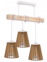 Berge LED závěsné stropní svítidlo bílý dřevěný trám 3xE27 Dřevěný kuželový lustr LDB-K-3XE27-BIALA/3XLUCA04
