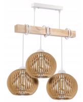 Berge LED závěsné stropní svítidlo bílý dřevěný trám 3xE27 Hustý kulový lustr LUCA LDB-K-3XE27-BIALA/3XLUCA05