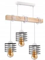 Berge LED závěsné stropní svítidlo, dřevěné, bílé, 3xE27, loft pružina LDB-K-3XE27-BIALA/3XK004
