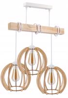 Berge LED závěsné stropní svítidlo, dřevěné, bílé, 3xE27, vzácná koule LDB-K-3XE27-BIALA/3XK008