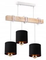Berge LED závěsné stropní svítidlo dřevěné, bílé, 3xE27, zlaté stínidlo LDB-K-3XE27-BIALA/3XK016