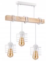 Berge LED závěsné stropní svítidlo, dřevěný trám, 3xE27, bílá pružina LDB-K-3XE27-BIALA/3XKB004