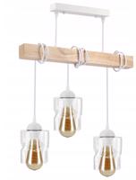 Berge LED závěsné stropní svítidlo, dřevěný trám, 3xE27 čtverec - bílá LDB-K-3XE27-BIALA/3XK024
