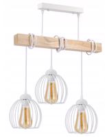 Berge LED závěsné stropní svítidlo, dřevěný trám, 3xE27, drátěná koule - bílá LDB-K-3XE27-BIALA/3XKB002