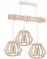 Berge LED závěsné stropní svítidlo, dřevěný trám, 3xE27, loft, brilantní dřevo - bílá LDB-K-3XE27-BIALA/3XK007