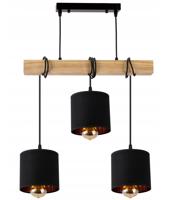 Berge LED závěsné stropní svítidlo, dřevěný trám, 3xE27, podkroví, zlaté stínidlo LDB-K-3XE27/3XK016