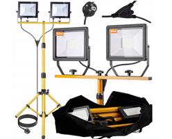 Berge Sada LED reflektorů 2x50W + 160cm stativ + kryt - neutrální bílá 19122-MH0340-8323