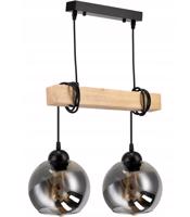 Berge Skleněná LED závěsná lampa Beam 2xE27 - kouřová koule LDB-K-2XE27/2XK022