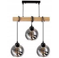 Berge Skleněná LED závěsná lampa Beam 3xE27 - kouřová koule LDB-K-3XE27/3XK022