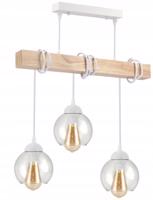 Berge Závěsné LED stropní svítidlo 3xE27 dřevěný trám - koule - bílá LDB-K-3XE27-BIALA/3XK023