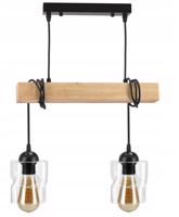 Berge Závěsné stropní svítidlo LED dřevěný trám 2xE27 čtvercový lustr Rollable LDB-K-2XE27/2XK024