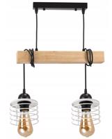 Berge Závěsné stropní svítidlo LED dřevěný trám 2xE27 Lustr Spring White LDB-K-2XE27/2XKB004