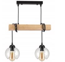Berge Závěsné stropní svítidlo LED dřevěný trám 2xE27 Lustrová koule bezbarvá LDB-K-2XE27/2XK023