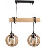 Berge Závěsné stropní svítidlo LED dřevěný trám 2xE27 Wooden Ball Lustr LDB-K-2XE27/2XK018
