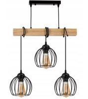 Berge Závěsné stropní svítidlo LED dřevěný trám 3xE27 loft drátěná koule LDB-K-3XE27/3XK002