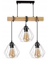 Berge Závěsné stropní svítidlo LED dřevěný trám 3xE27 Lustr Diamonds White LDB-K-3XE27/3XKB001