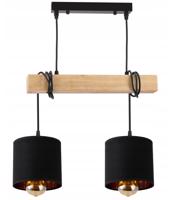Berge Závěsné stropní svítidlo LED dřevěný trámový 2xE27 Lustr Loft Lampshade Gold LDB-K-2XE27/2XK016