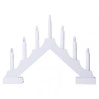 Emos LED svícen dřevěný bílý, 29 cm, 2x AA, vnitřní, teplá bílá, časovač DCAW12