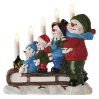 Emos LED svícen – sněhuláci na saních, 24 cm, 2x AA, vnitřní, teplá bílá, časovač DCAW15 DCAW15