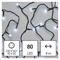 Emos LED vánoční cherry řetěz – kuličky, 8 m, venkovní i vnitřní, studená bílá, časovač D5AC02