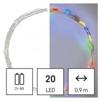 Emos LED vánoční nano řetěz, 1,9 m, 2x AA, vnitřní, rGB nebo CCT, časovač D3AM04