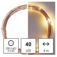 Emos LED vánoční nano řetěz měděný, 4 m, venkovní i vnitřní, teplá bílá, časovač D3AW01