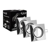 GOLDLUX (Polux) Sada 3 x Podhledové bodové svítidlo halogenové výklopné OPIN POLUX čtvercové chrom MR16 GU10 SANOPR0708
