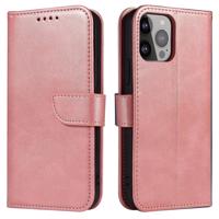 Hurtel Magnetické pouzdro Samsung Galaxy S23+ s klopou, peněženkou a stojánkem růžové barvy 9145576270493