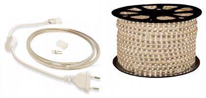 LED21 Sada - LED pásek 230V + napájecí sada s vypínačem a koncovkou a úchyty - 30W - 5m - vodotěsný - neutrální bílá 9409-30191-5X30252-NW-10X30192