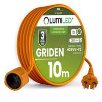 Przedłużacz zahradní Kabel Budowlany Pojedynczy 1 Zásuvka 10m Oranžová Sznur GRIDEN Lumiled