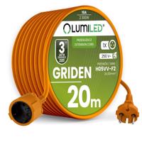Przedłużacz zahradní Kabel Budowlany Pojedynczy 1 Zásuvka 20m Oranžová Sznur GRIDEN Lumiled