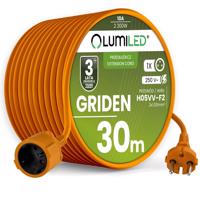 Przedłużacz zahradní Kabel Budowlany Pojedynczy 1 Zásuvka 30m Oranžová Sznur GRIDEN Lumiled