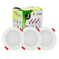 Sada  3 x Podhledové bodové svítidlo vestavné kulaté MIRO LED Bílé 6W 400lm 3000K GOLDLUX (Polux) SANOPR0032