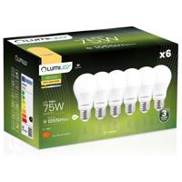 Sada 6x LED žárovka LED A60 E27 10W = 75W 1055lm 3000K Teplá bílá 260° LUMILED